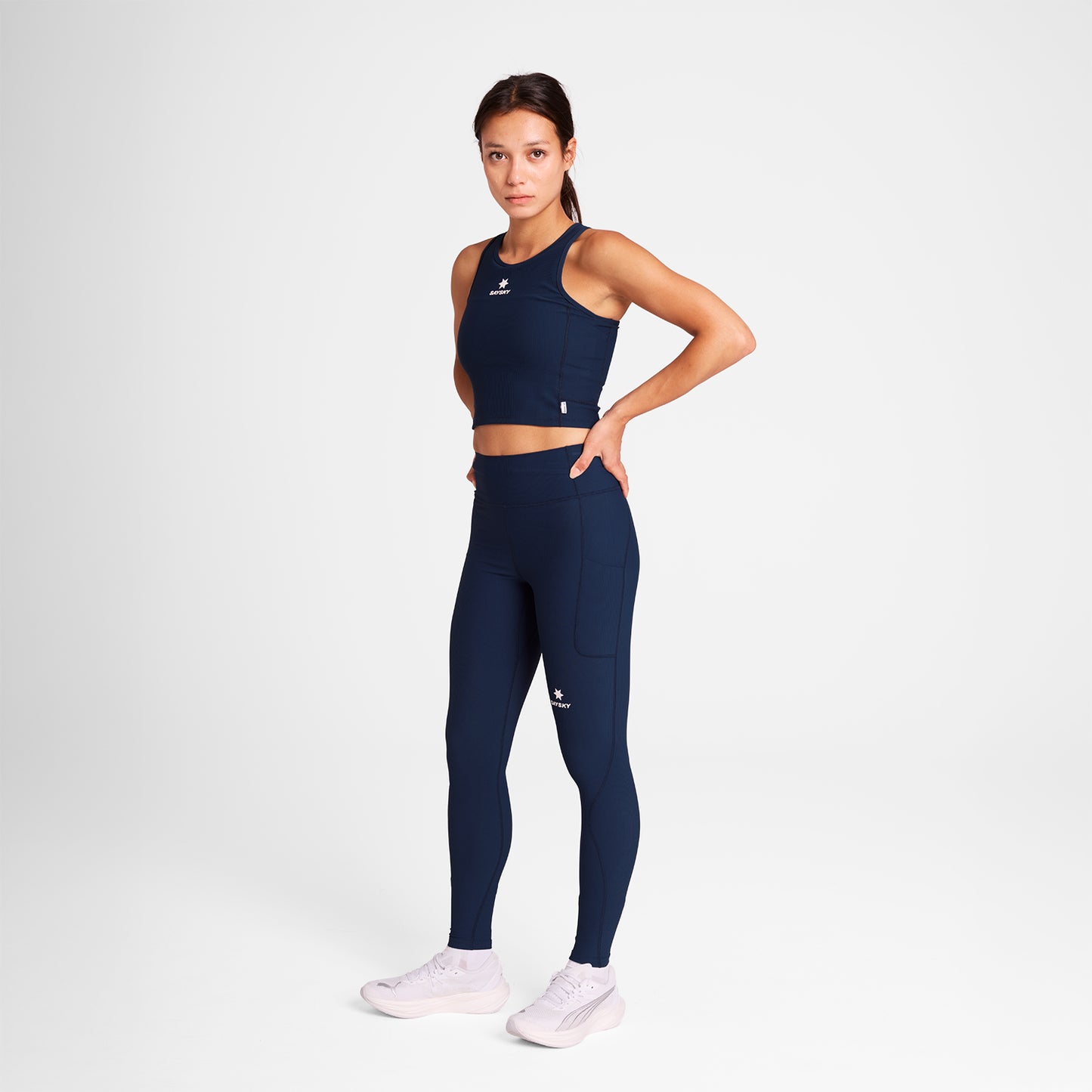 ランニングタイツ OWRLT21c201 W Combat+ Rib Long Tights - Blue [レディーズ]
