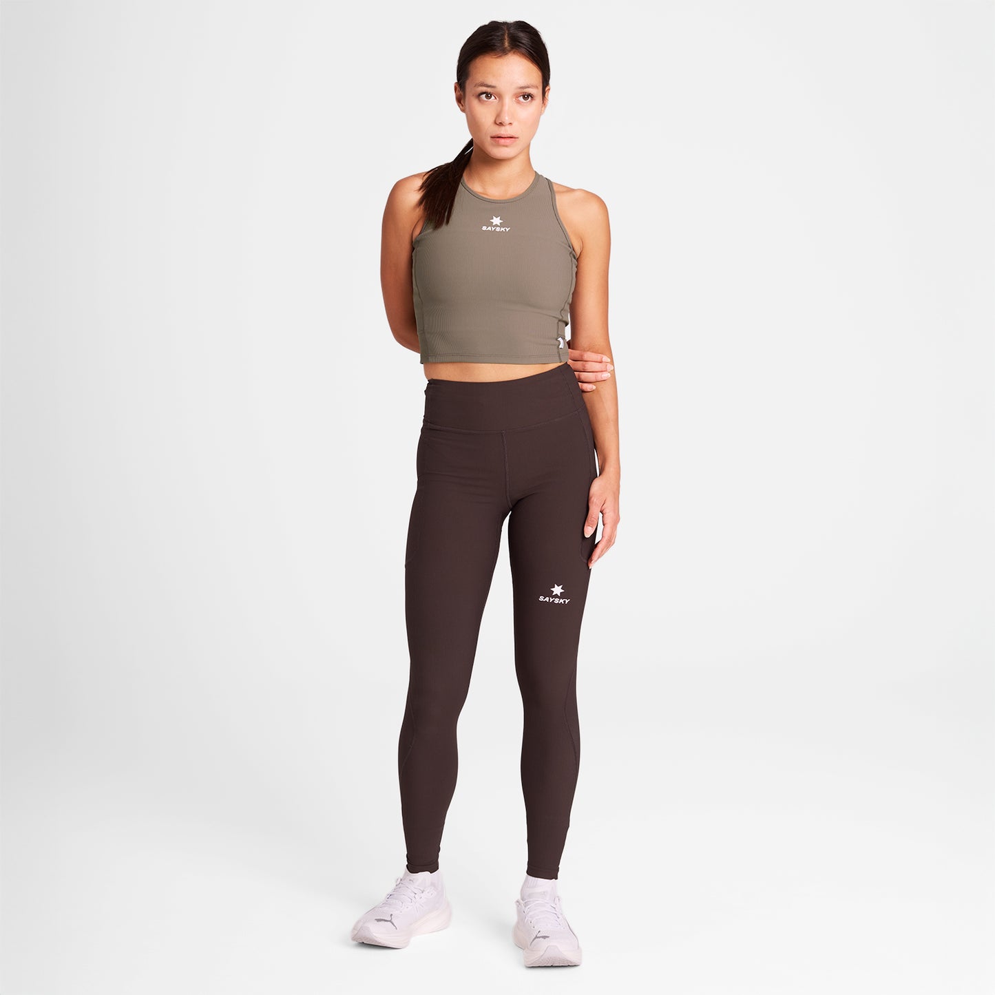 ランニングタイツ OWRLT21c712 W Combat+ Rib Long Tights - Coffee [レディーズ]