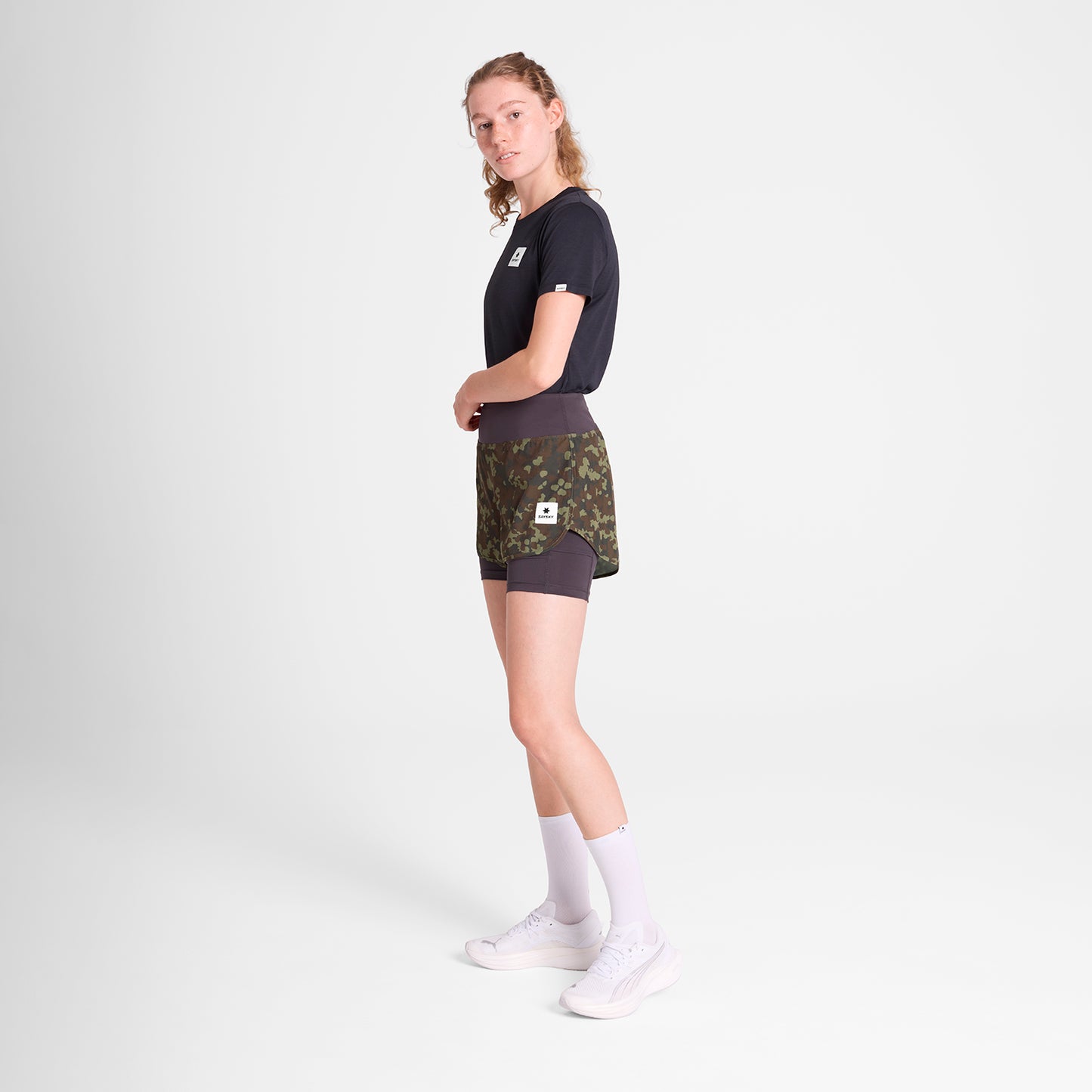 ランニングショーツ OWRSH23c1048 W Camo Pace 2-in-1 Shorts 3inch - Brown Aop [レディーズ]