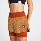 ランニングショーツ OWRSH23c1051 Wmns Reflective Pace 2-in-1 Shorts 3inch - Orange Aop [レディーズ]