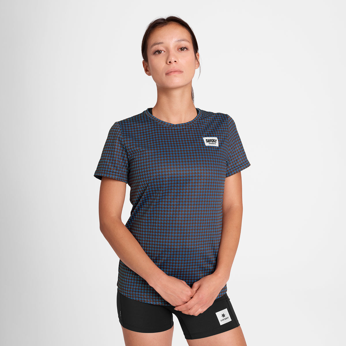 ランニングTシャツ OWRSS31c1047 Wmns Houndstooth Combat T-shirt - Blue Houndstooth Aop [レディーズ]