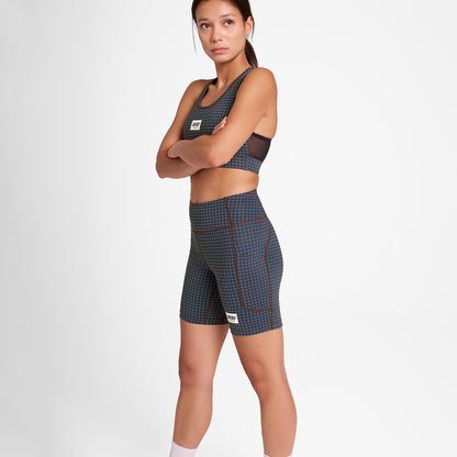 ランニングタイツ OWRST30c1047 W Houndstooth Combat+ Short Tights 7inch - Blue Houndstooth Aop [レディーズ]