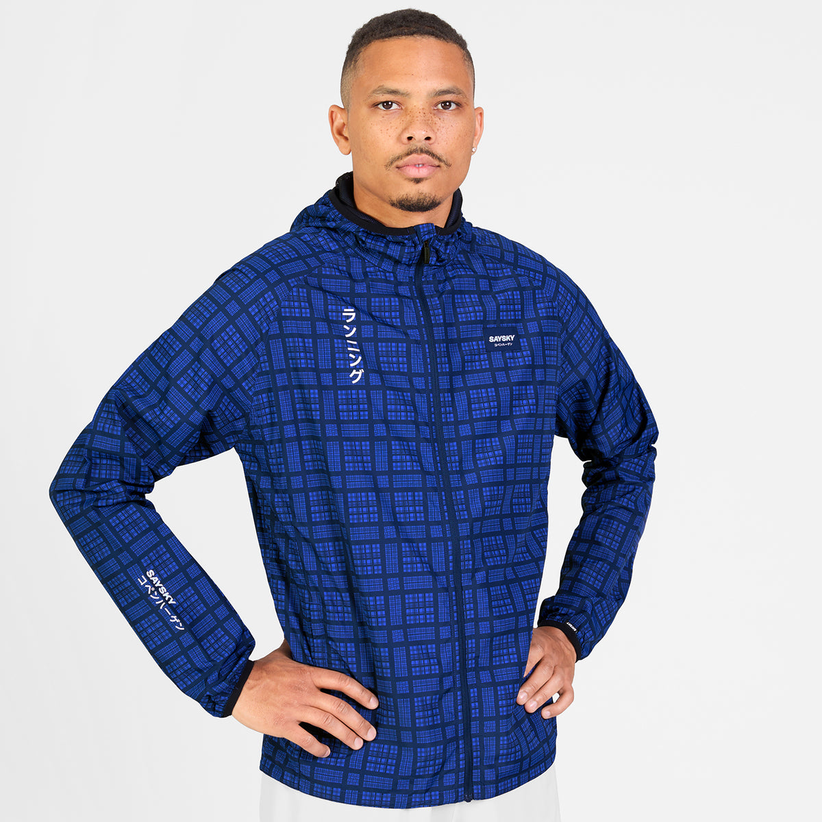 ランニングジャケット SM10019c1077 Checker Pace Jacket - Blue Checker [メンズ]