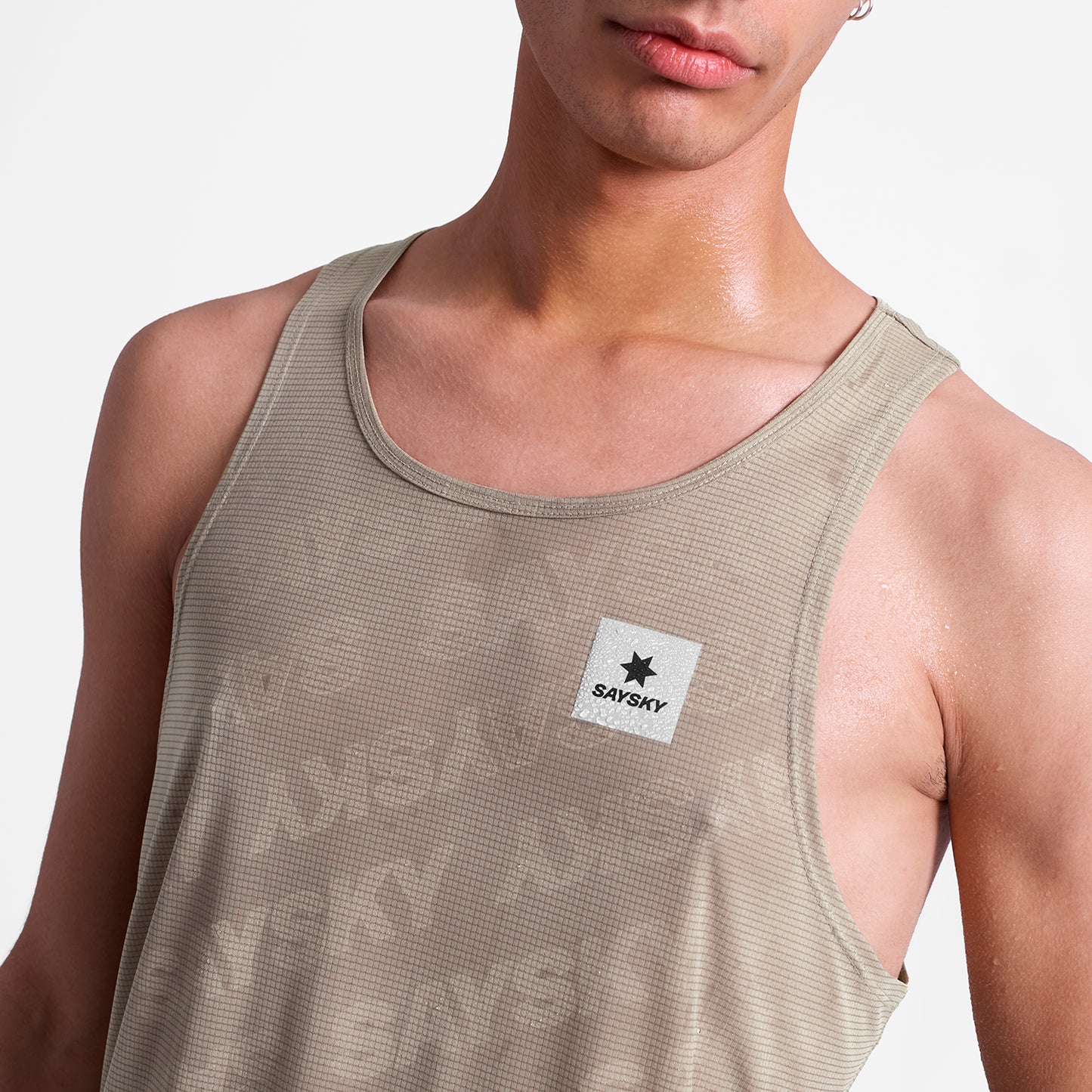 レースシングレット SM30009c1070 Reactive Flow Singlet - Darkbeigelogo [メンズ]