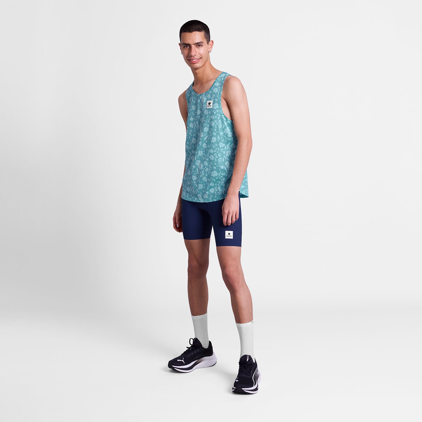 レースシングレット SM30011c1066 Flower Combat Singlet - Lightblueflower [メンズ]