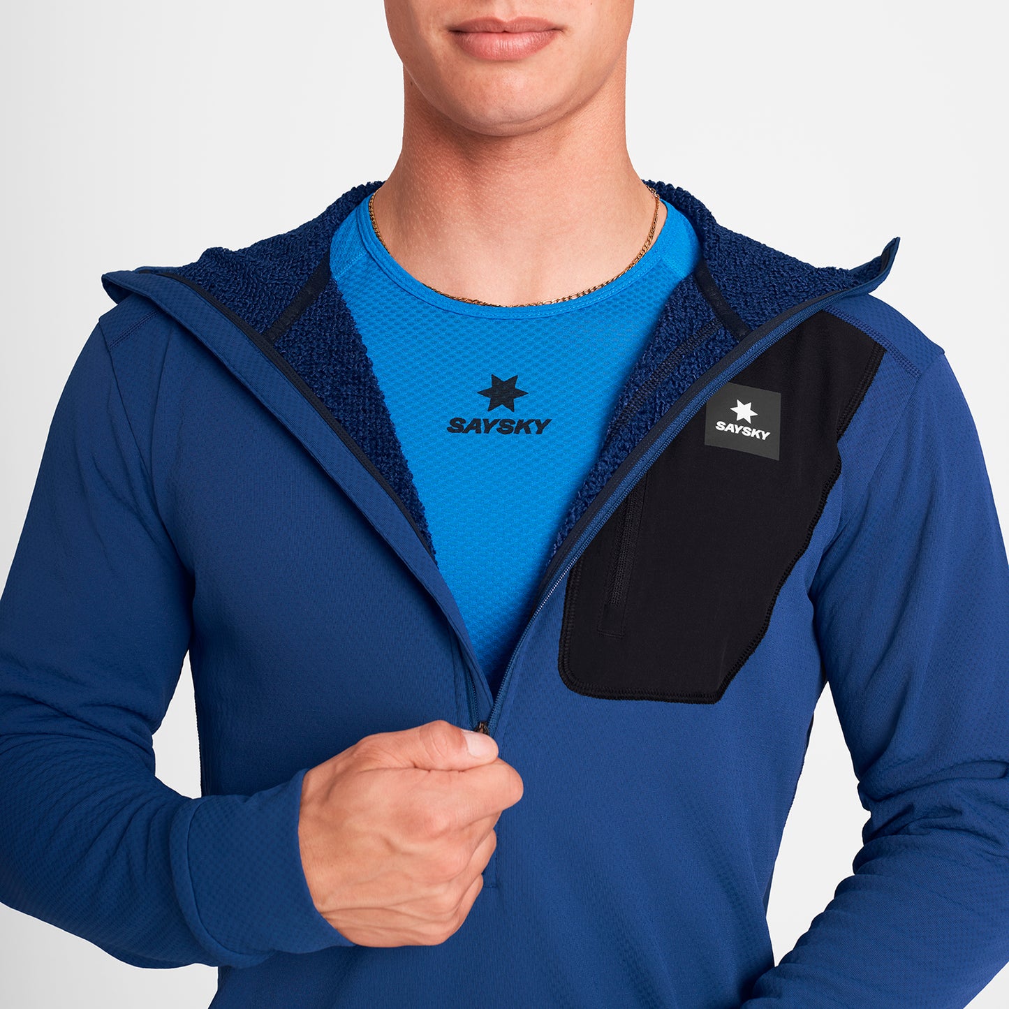 ランニングフリース SM35001c219 Combat Half Zip Fleece Hoodie - Blue [メンズ]
