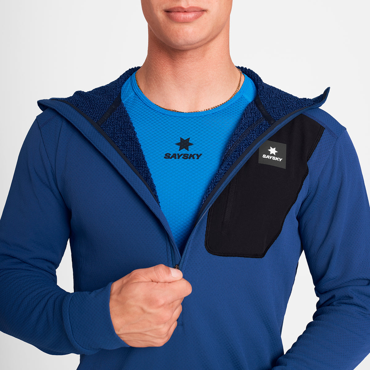 ランニングフリース SM35001c219 Combat Half Zip Fleece Hoodie - Blue [メンズ]