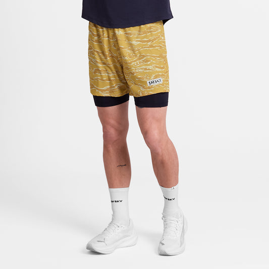 ランニングショーツ SM40007c1064 Tiger Pace 2-in-1 Shorts 5`` - Yellowcamo [メンズ]