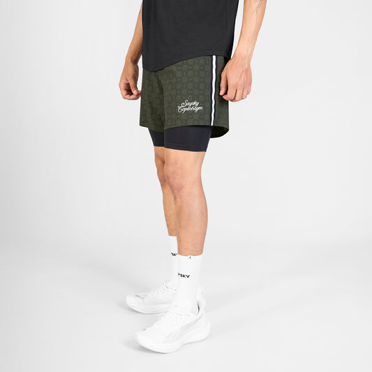 ランニングショーツ SM40018c1079 Couture Pace 2-in-1 Shorts 5inch - Green Aop [メンズ]
