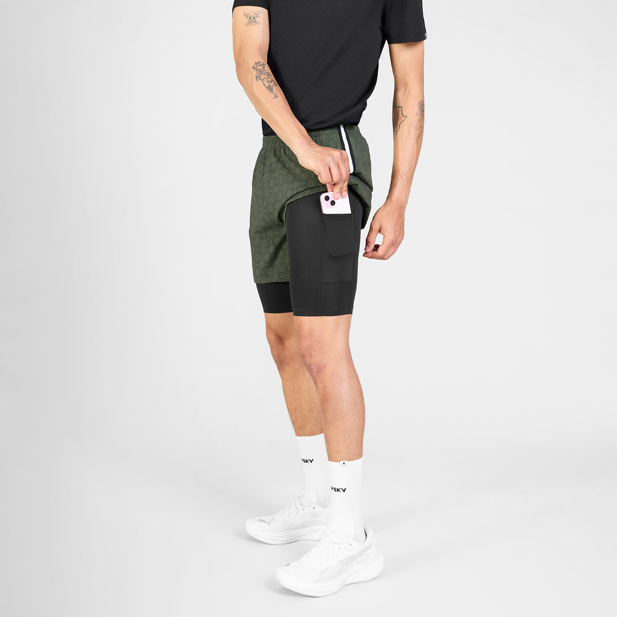 ランニングショーツ SM40018c1079 Couture Pace 2-in-1 Shorts 5inch - Green Aop [メンズ]