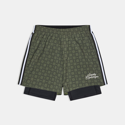 ランニングショーツ SM40018c1079 Couture Pace 2-in-1 Shorts 5inch - Green Aop [メンズ]