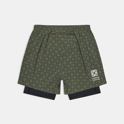 ランニングショーツ SM40018c1079 Couture Pace 2-in-1 Shorts 5inch - Green Aop [メンズ]
