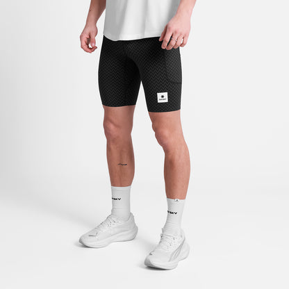 ランニングタイツ SM55006c1062 Zig Zag Combat+ Short Tights 9inch - Blackzigzag [メンズ]