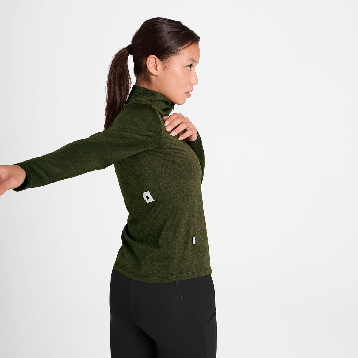 ランニングTシャツ（ロングスリーブ） SW20002c3001 Wmns Pace 1/2 Zip Long Sleeve - Green [レディーズ]