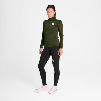 ランニングTシャツ（ロングスリーブ） SW20002c3001 Wmns Pace 1/2 Zip Long Sleeve - Green [レディーズ]