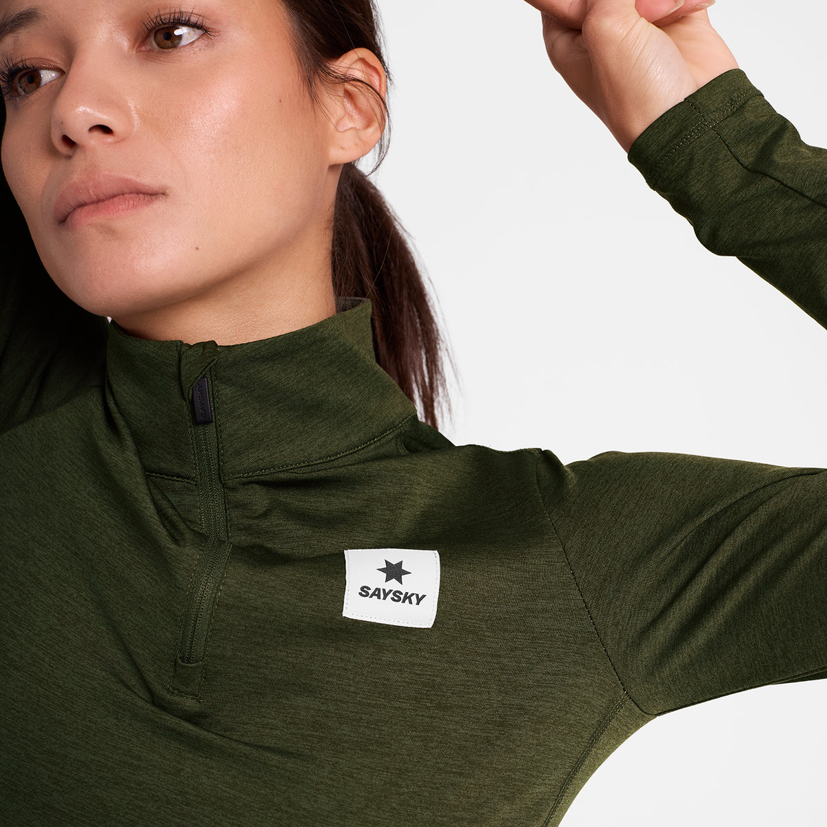 ランニングTシャツ（ロングスリーブ） SW20002c3001 Wmns Pace 1/2 Zip Long Sleeve - Green [レディーズ]