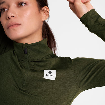 ランニングTシャツ（ロングスリーブ） SW20002c3001 Wmns Pace 1/2 Zip Long Sleeve - Green [レディーズ]