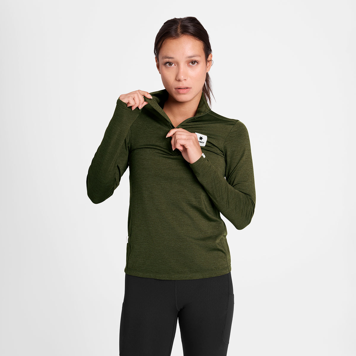 ランニングTシャツ（ロングスリーブ） SW20002c3001 Wmns Pace 1/2 Zip Long Sleeve - Green [レディーズ]