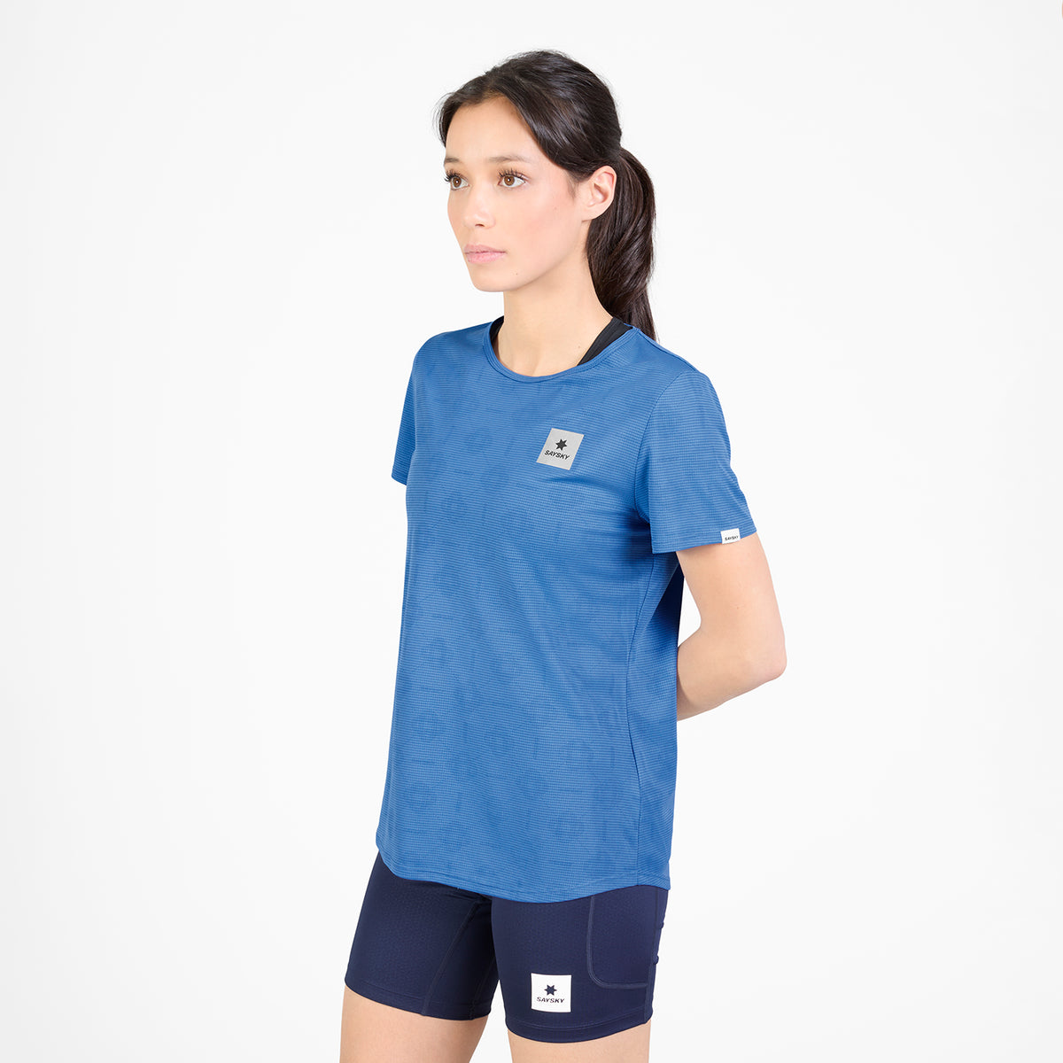 ランニングTシャツ SW25019c1075 Wmns Reactive Flow T-shirt - Blue Aop [レディーズ]