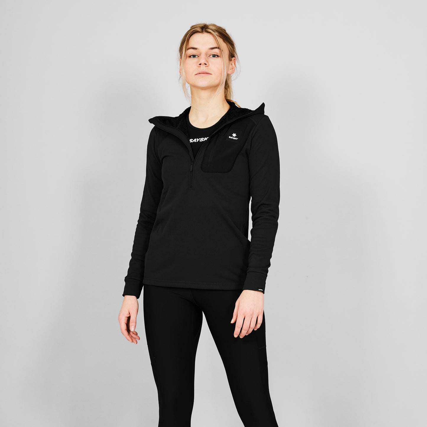 ハーフジップフリース SW35001c901 W Combat Half Zip Fleece Hoodie - Black [レディーズ]
