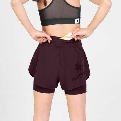 ランニングショーツ SW40002c512 W Pace 2-in-1 Shorts 3inch - Burgundy [レディーズ]