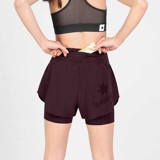 ランニングショーツ SW40002c512 W Pace 2-in-1 Shorts 3inch - Burgundy [レディーズ]
