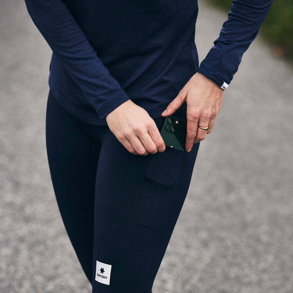 ランニングタイツ SW50005c201 Wmns Combat+ Long Tights - Blue [レディーズ]
