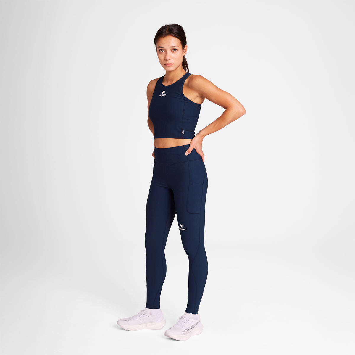 ランニングタイツ SW50006c201 Wmns Combat+ Rib Long Tights - Blue [レディーズ]