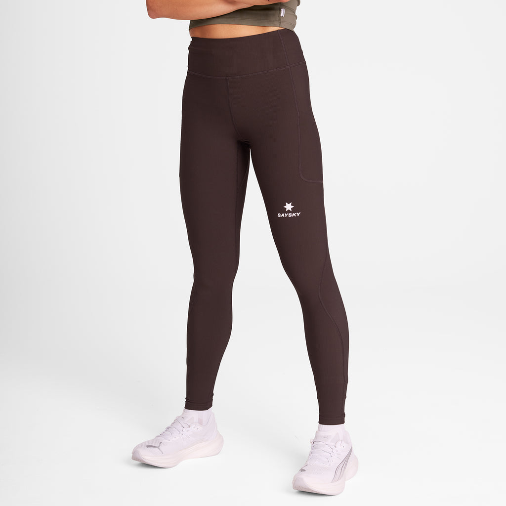 ランニングタイツ SW50006c712 Wmns Combat+ Rib Long Tights - Brown [レディーズ]