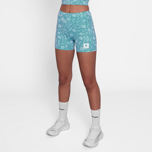 ランニングタイツ SW55009c1066 W Flower Combat+ Short Tights 4inch - Lightblueflower [レディーズ]
