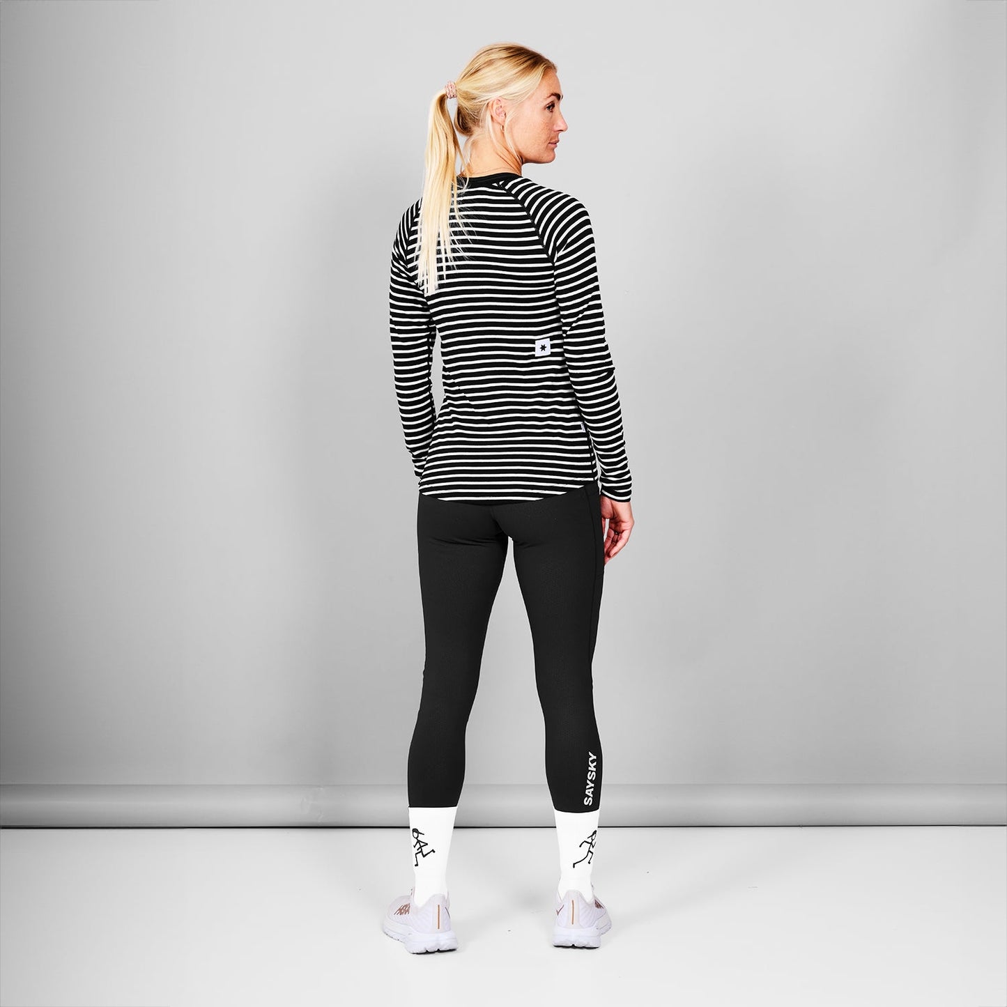 ランニングTシャツ（ロングスリーブ） XWRLS40c002 Wmns Merino 165 Long Sleeve - Black/White Stripes [レディーズ]
