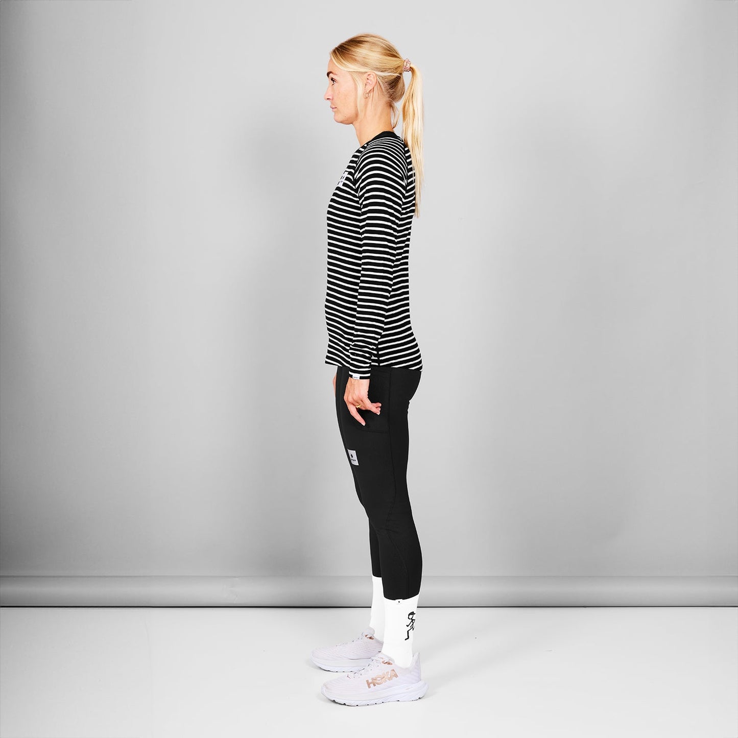 ランニングTシャツ（ロングスリーブ） XWRLS40c002 Wmns Merino 165 Long Sleeve - Black/White Stripes [レディーズ]