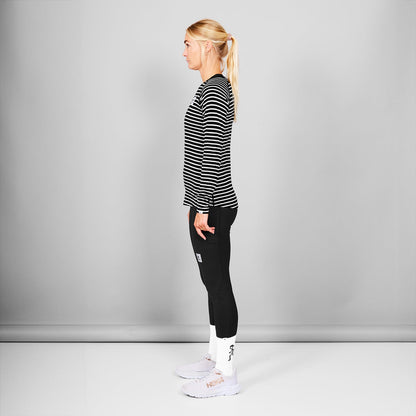 ランニングTシャツ（ロングスリーブ） XWRLS40c002 Wmns Merino 165 Long Sleeve - Black/White Stripes [レディーズ]