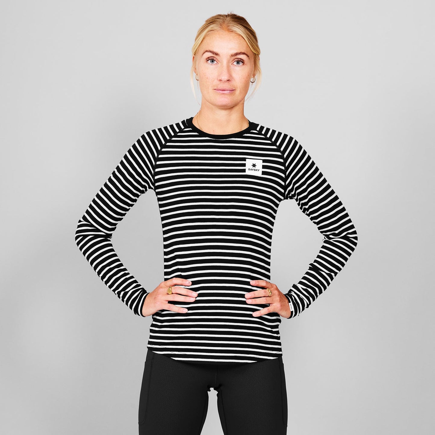ランニングTシャツ（ロングスリーブ） XWRLS40c002 Wmns Merino 165 Long Sleeve - Black/White Stripes [レディーズ]