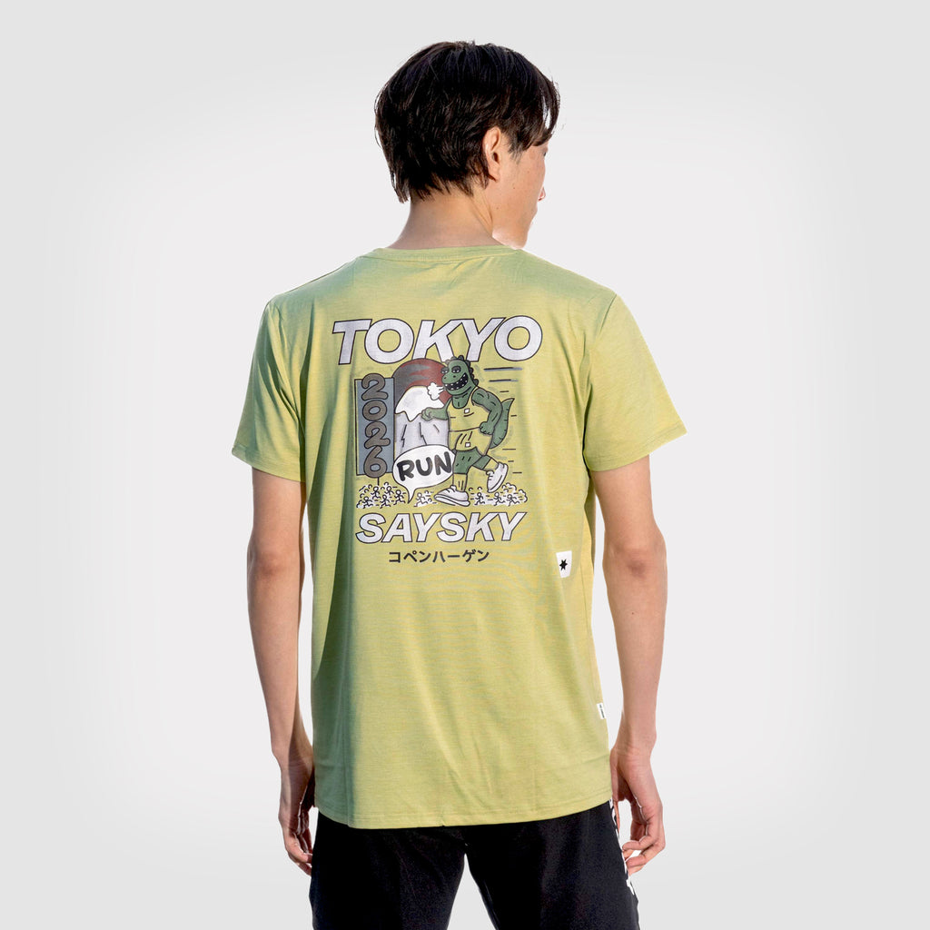 ランニングTシャツ ZMRSS20c3008 Logo Pace Tokyo 2026 T-shirt - Green Melange [メンズ]
