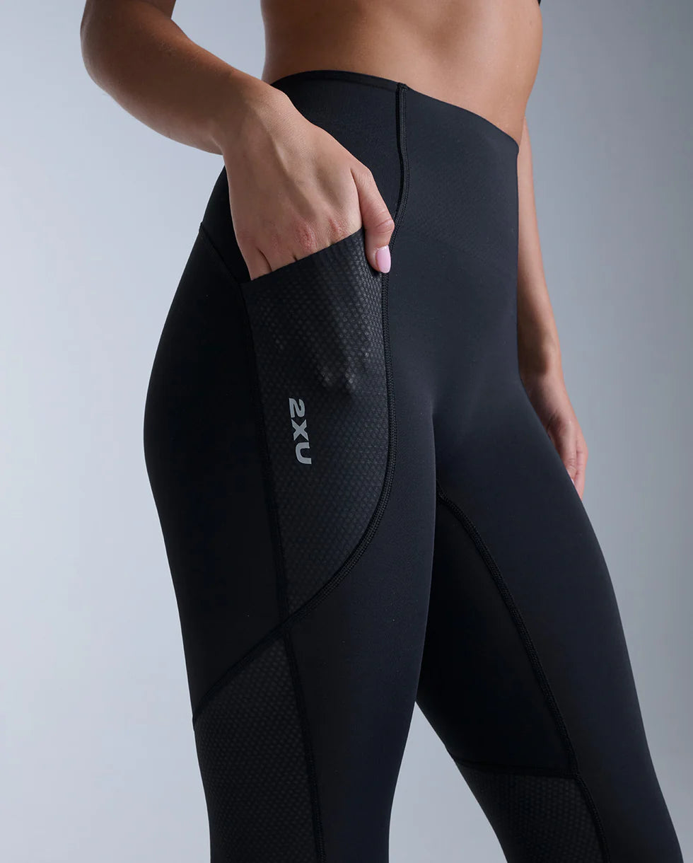 ランニングタイツ WA7573b-BLK-SRF Aero Mesh Hi-rise Compression Tights - Blk/Srf [レディーズ]