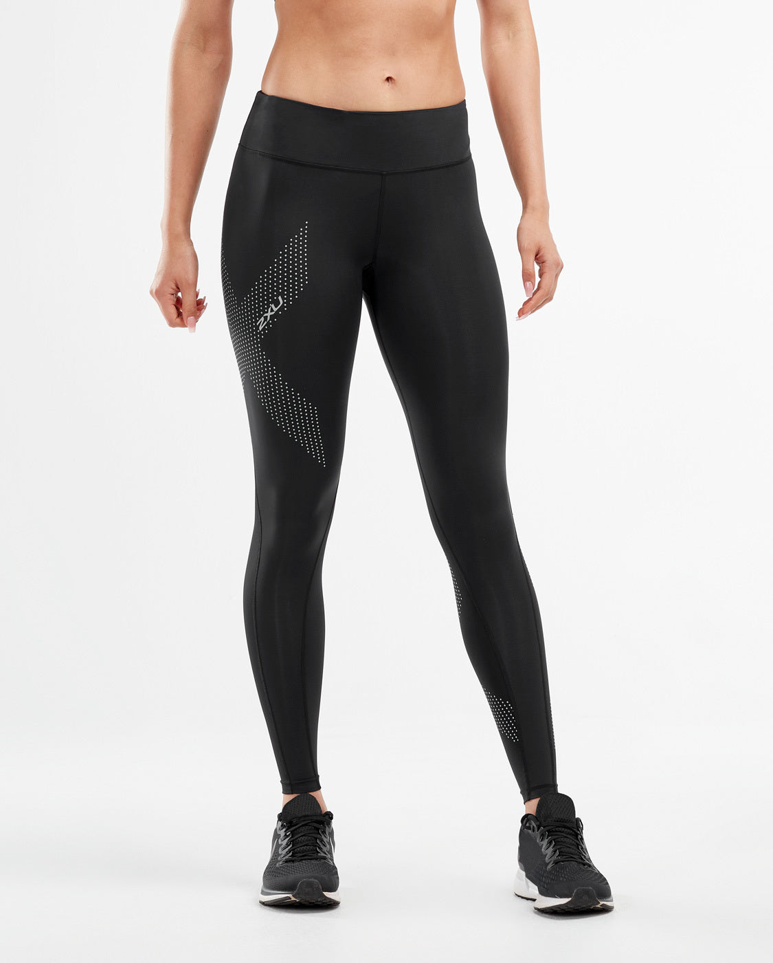 ランニングタイツ WA2864bBDRF Wa2864b-blk-drf PWXミッドライズコンプレッションタイツ - Black/Dotted Reflective Logo [レディーズ]