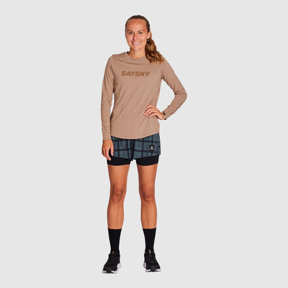 ランニングショーツ KWRSH04c1007 Wmns Checker Pace 2-in-1 Shorts 3inch - Grey Checker [レディーズ]