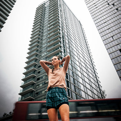 ランニングショーツ KWRSH04c1007 Wmns Checker Pace 2-in-1 Shorts 3inch - Grey Checker [レディーズ]