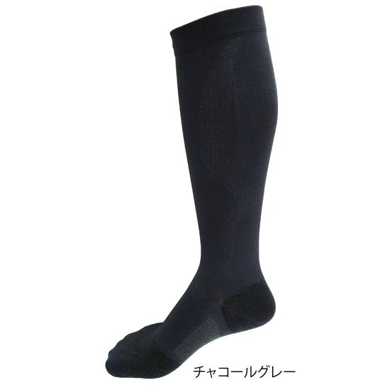 着圧ソックス FML031GRY V型着圧ハイソックス（しっかり着圧タイプ） - Grey [ユニセックス]