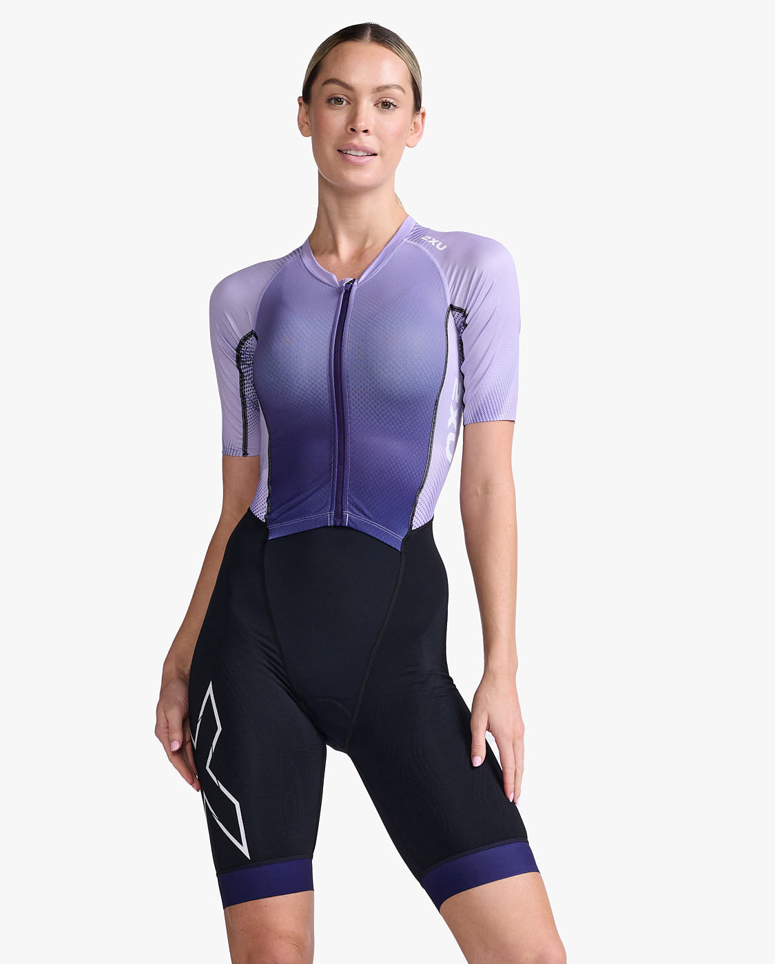 【サンプル】トライアスロンスーツ WT7018d-PAR-WHT Light Speed Sleeved Trisuit - Parachute Purple/White/Black [レディーズ]