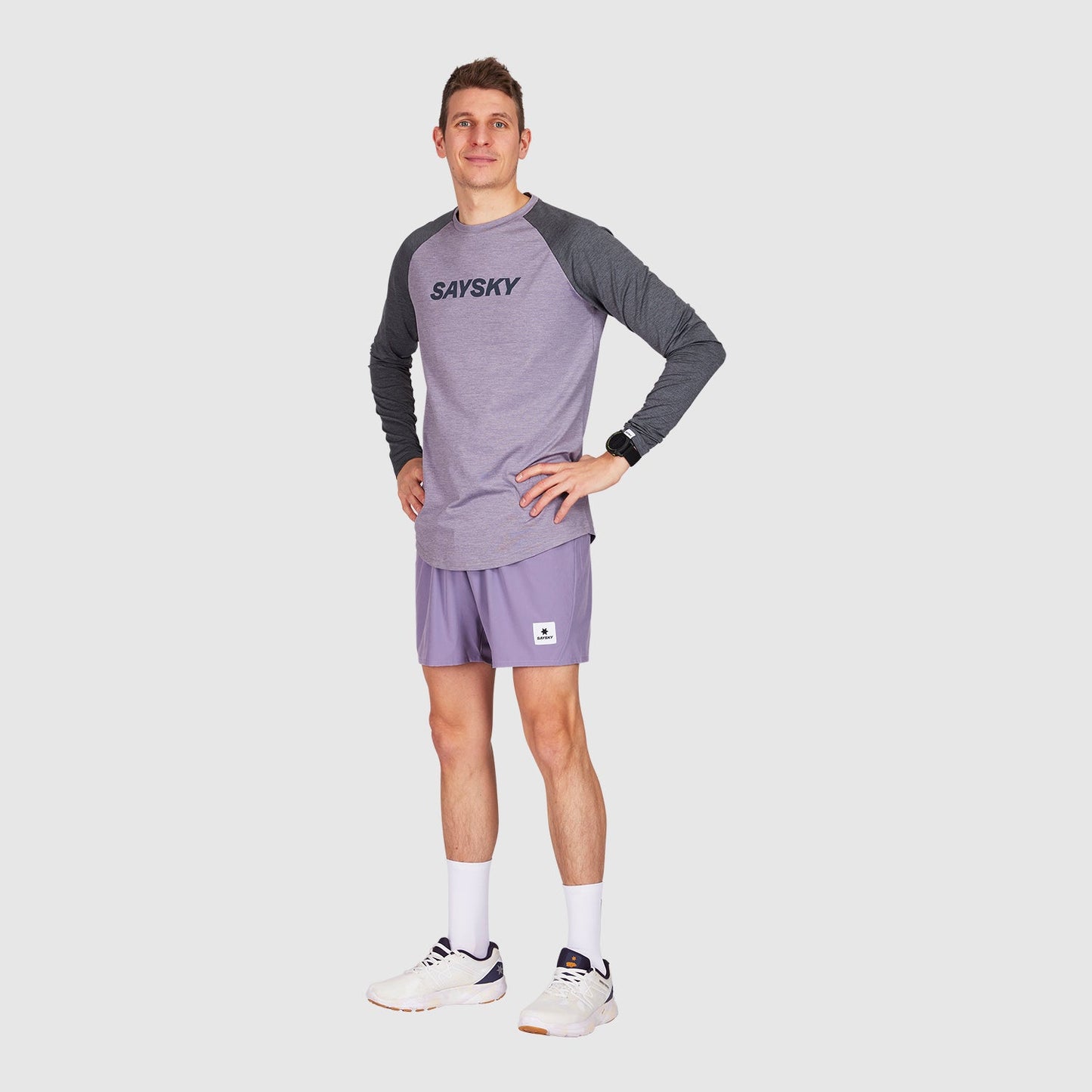 ランニングTシャツ(ロングスリーブ) JMRLS05c7001 Logo Pace Longsleeve - Purple [メンズ]